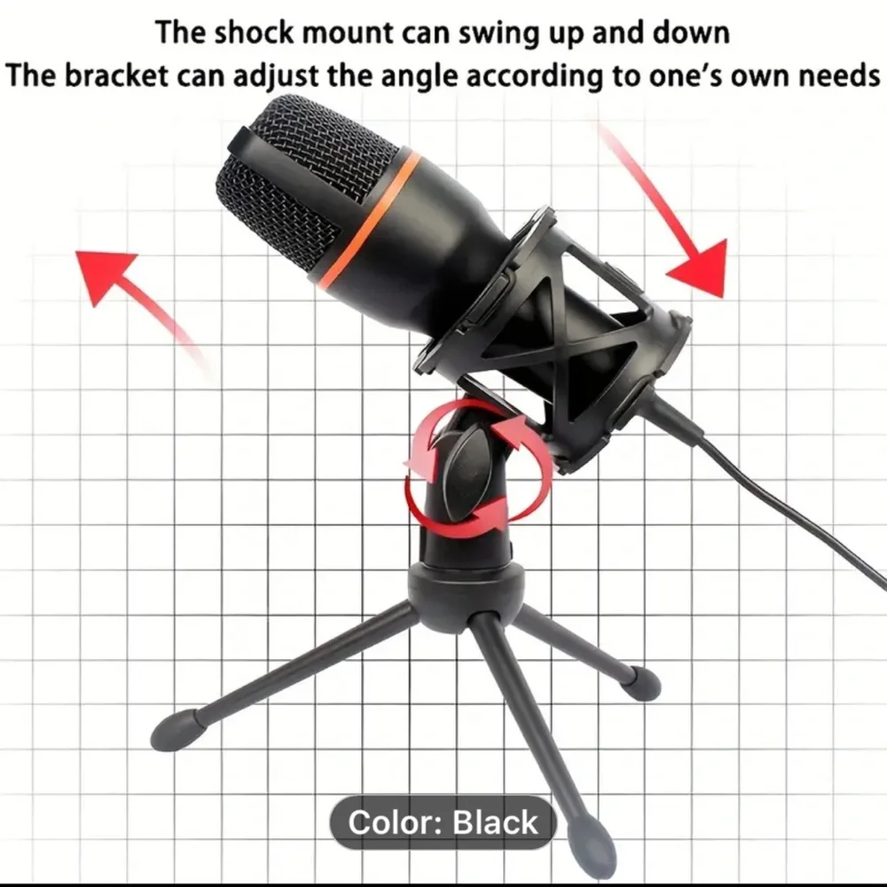 Black and Red USB Microphone with Pop Filter